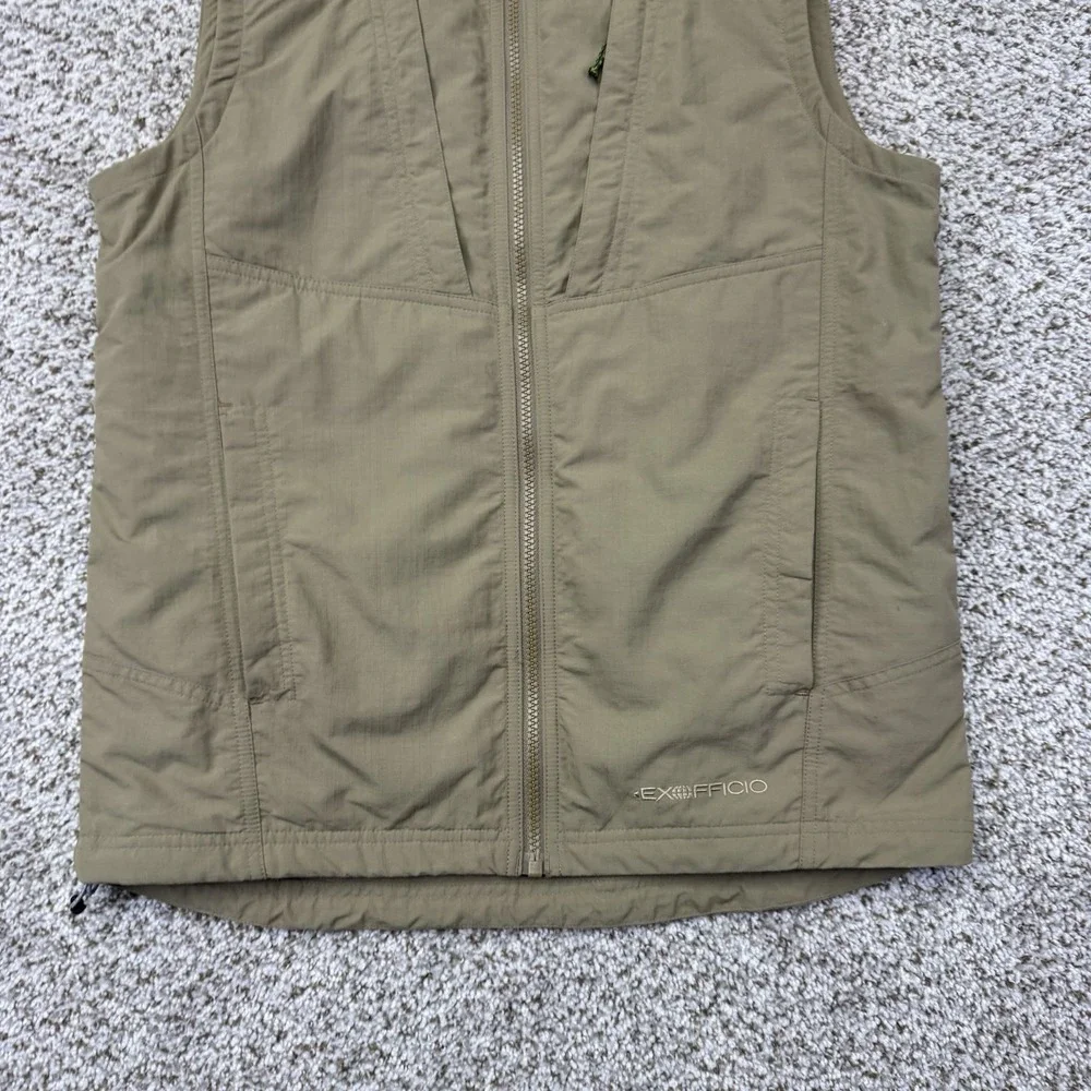 ExOfficio FlyQ Vest Men's Size Small Tan Multi-Pockets Full Zip Outdoors Hiking